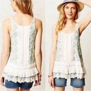 Anthro lilka sinaloa ruffle lace embroidered top